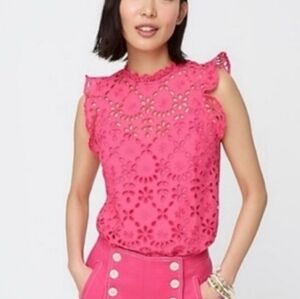 J Crew Pink Eyelet Top NWT